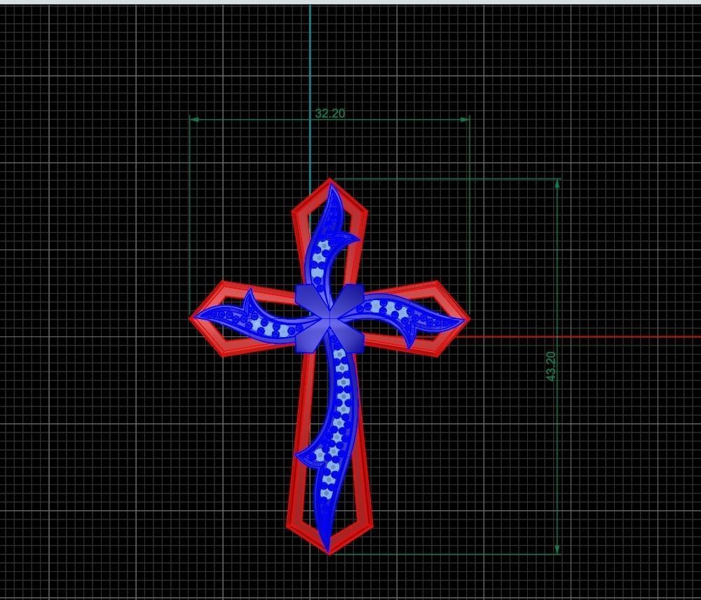 Pingente Cruz Joalheria 3D model_2