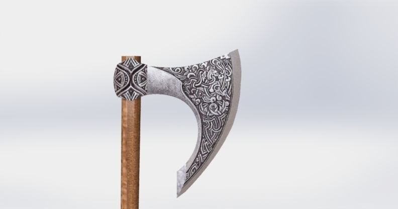 viking battle ax Low-poly 3D model_4