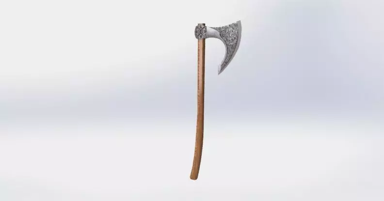 viking battle ax Low-poly 3D model_0