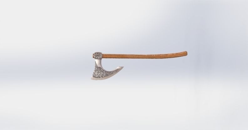 viking battle ax Low-poly 3D model_5