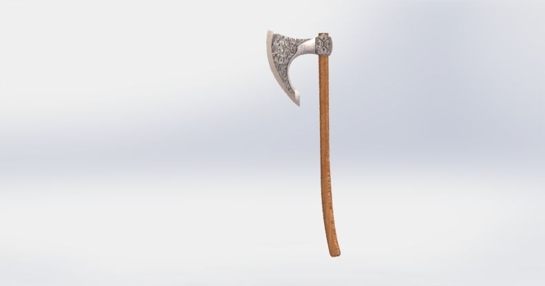 viking battle ax Low-poly 3D model_1