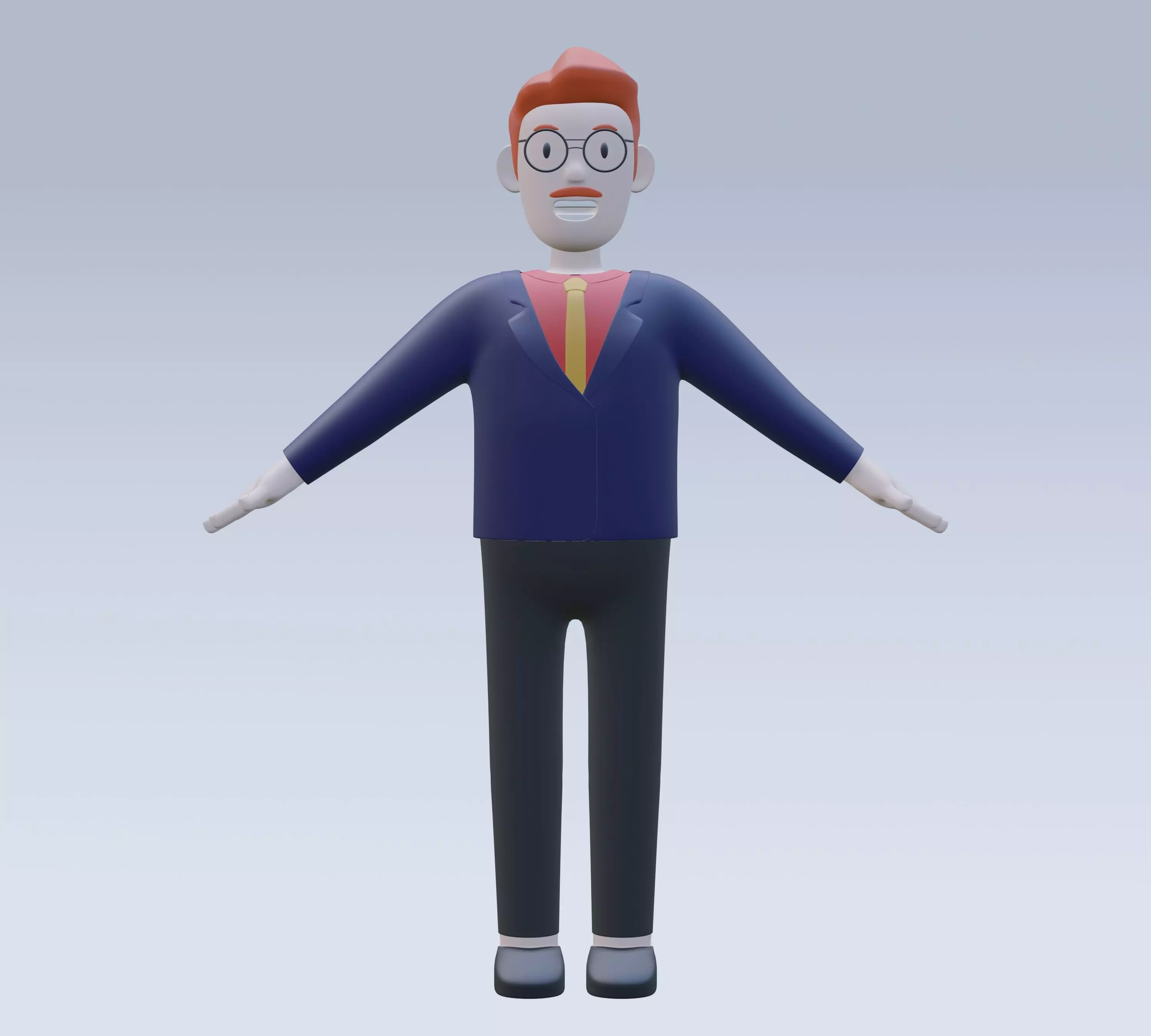 Cartoon Character middle age man  3D model_0