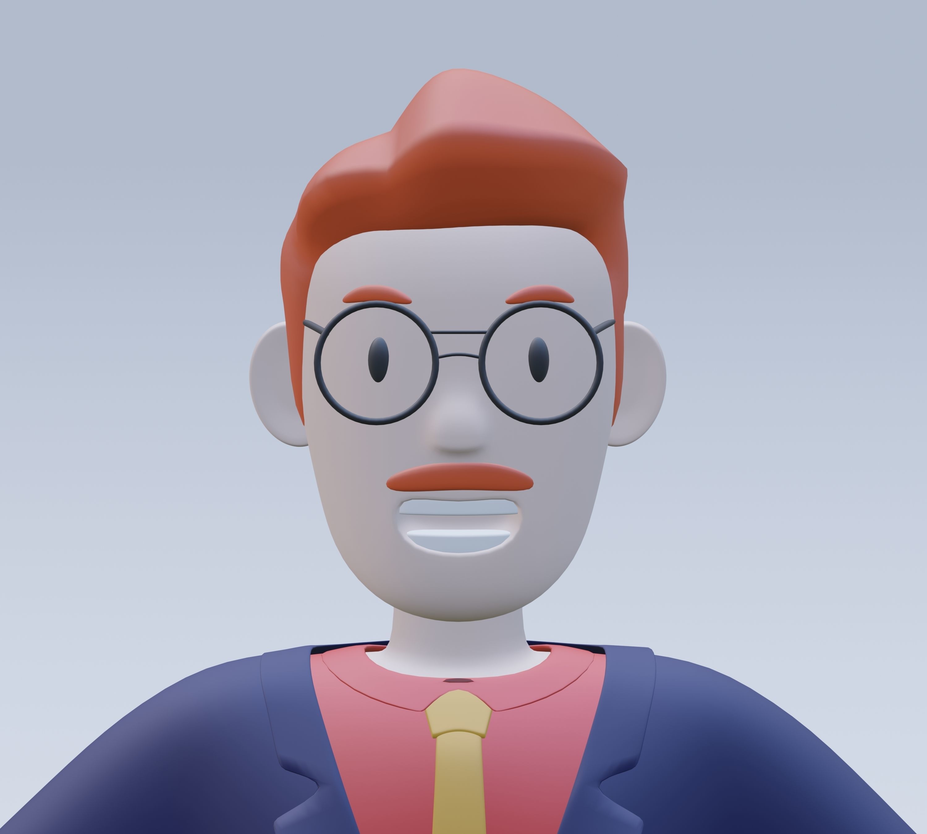 Cartoon Character middle age man  3D model_1