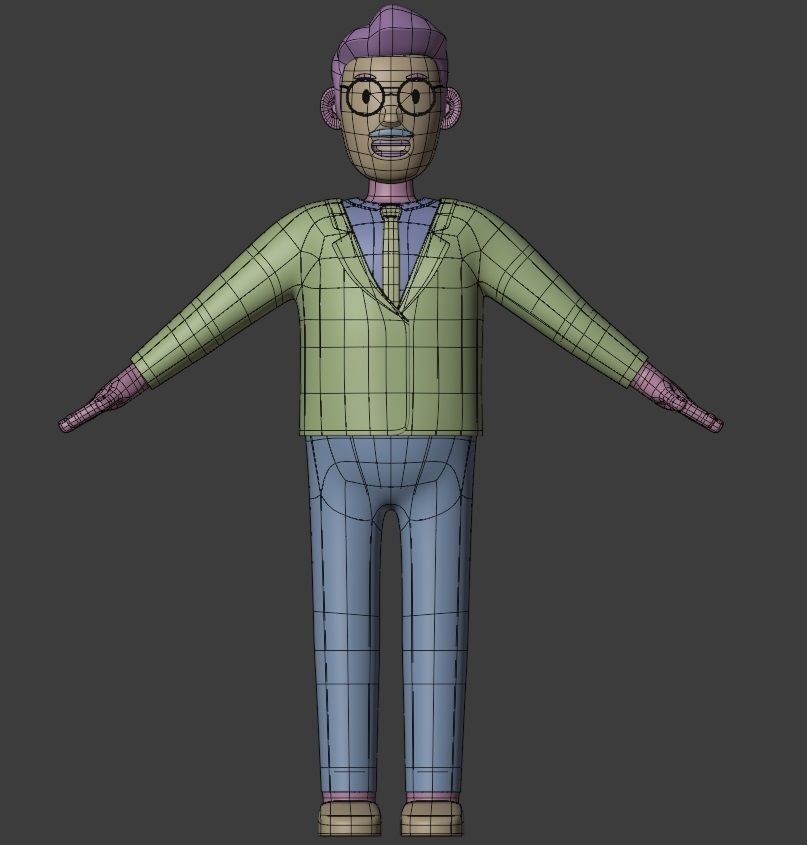 Cartoon Character middle age man  3D model_7