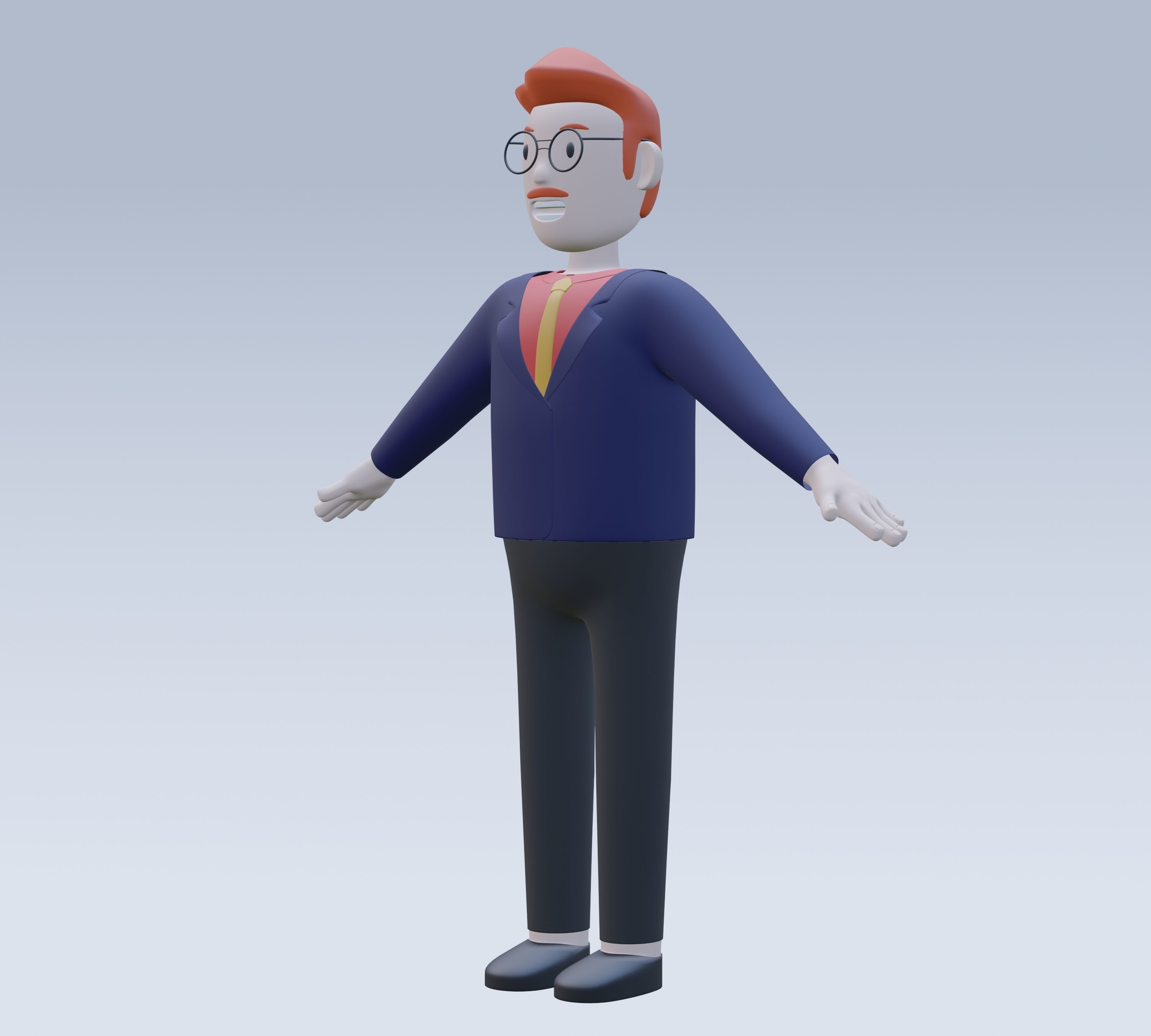 Cartoon Character middle age man  3D model_2
