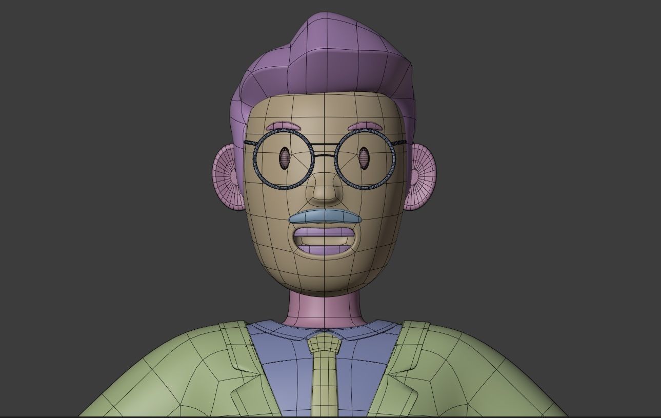Cartoon Character middle age man  3D model_5
