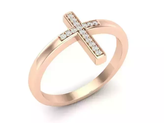 Cross Diamond jewelry ring for woman 3D print model