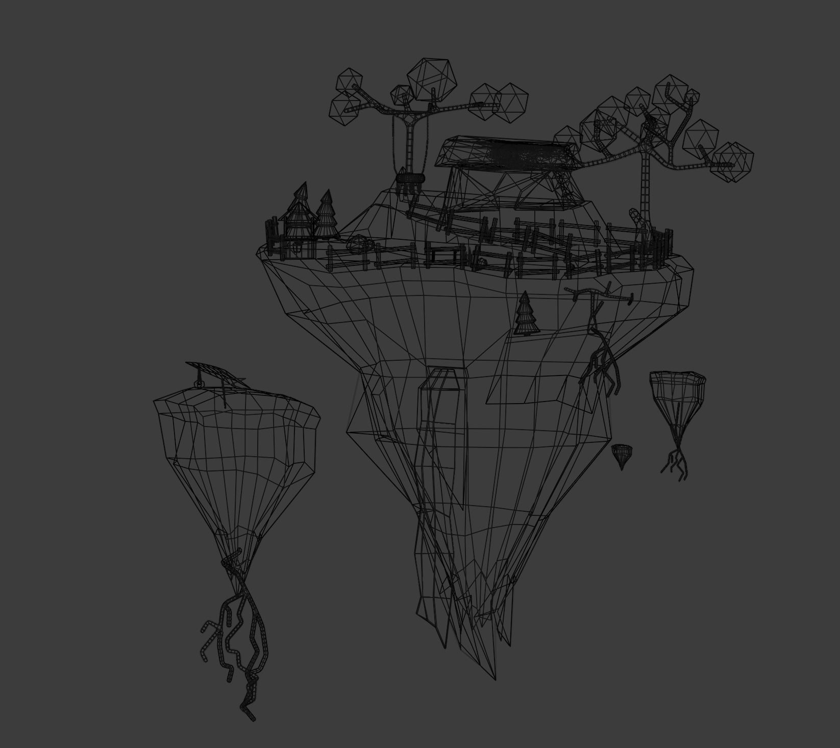 Floating Island Low-poly 3D model_3