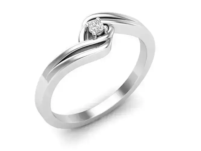 Single Diamond jewelry ring for woman 3D print model