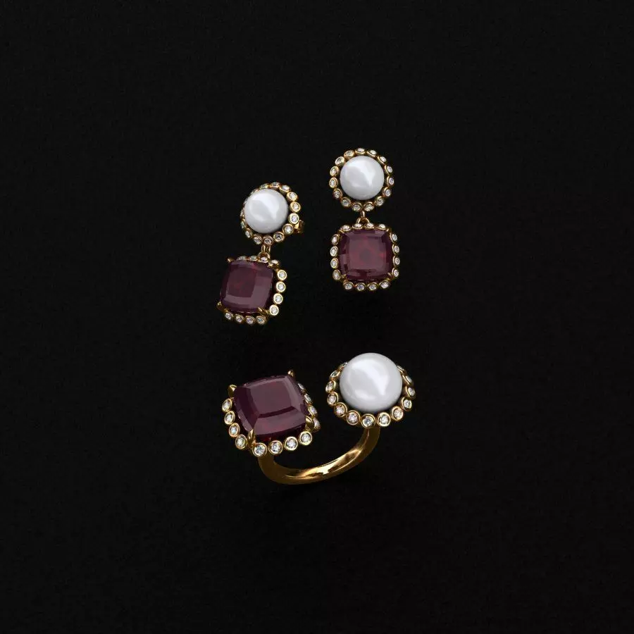 Ring and Earrings  3D print model_0