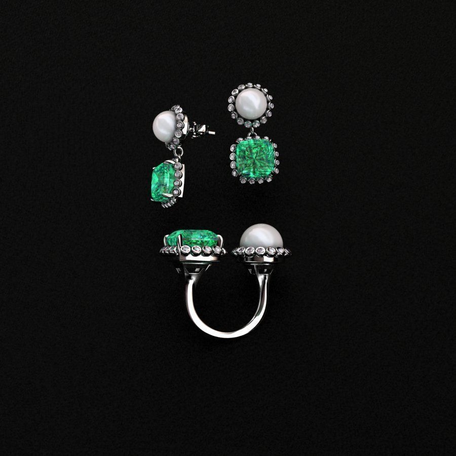 Ring and Earrings  3D print model_12