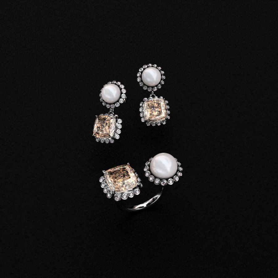 Ring and Earrings  3D print model_11