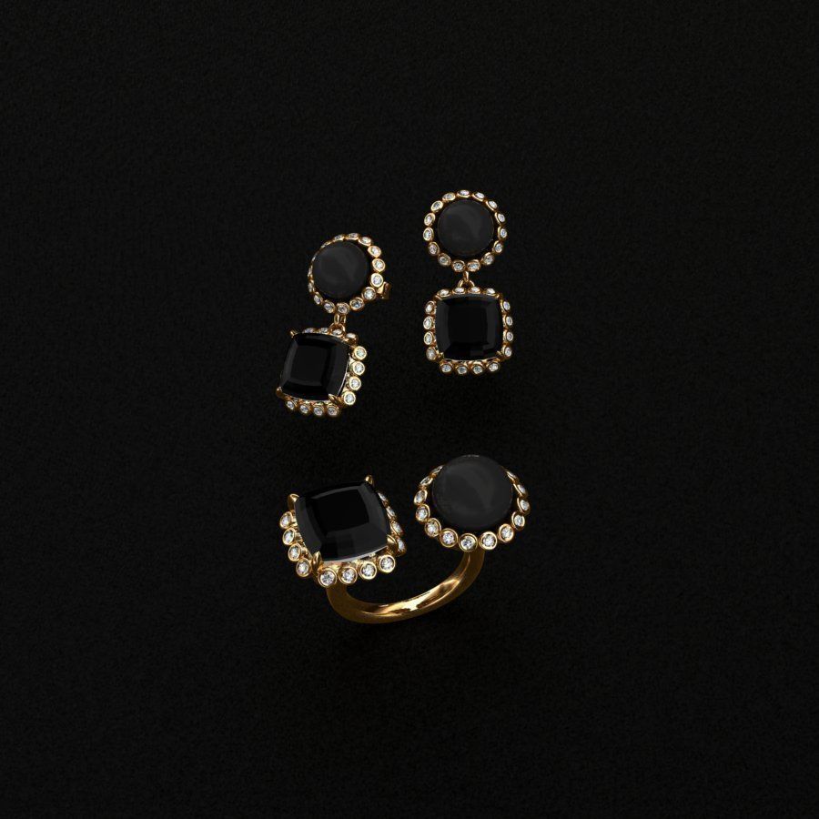 Ring and Earrings  3D print model_8