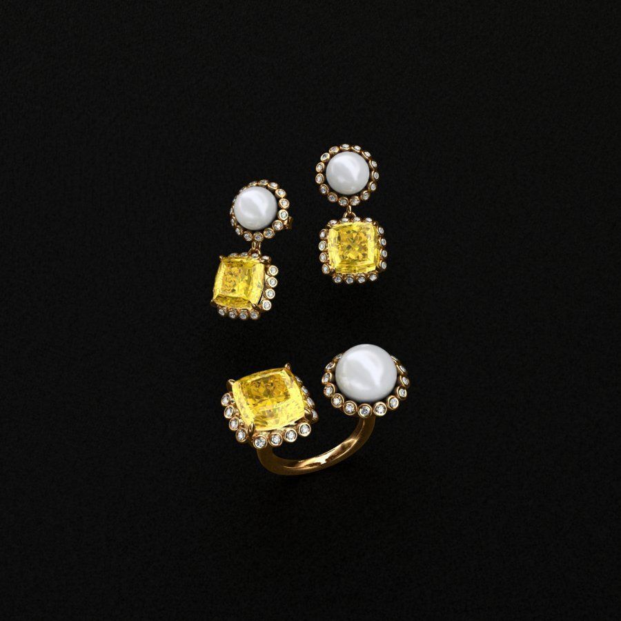 Ring and Earrings  3D print model_1