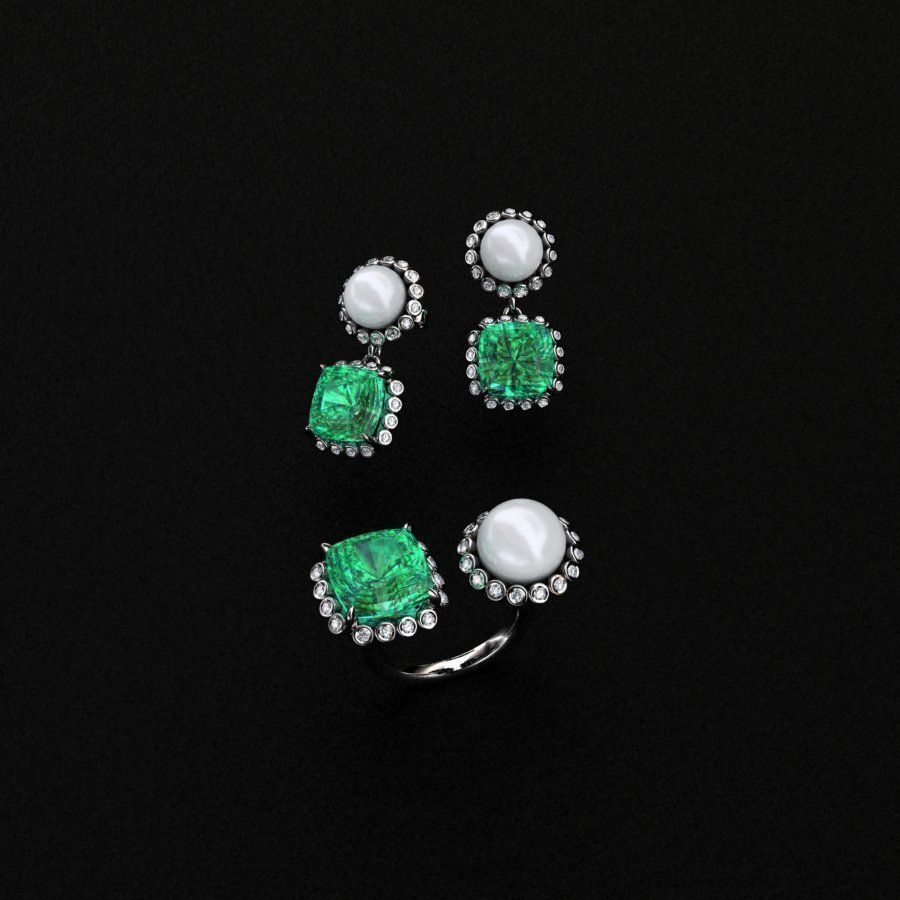 Ring and Earrings  3D print model_6