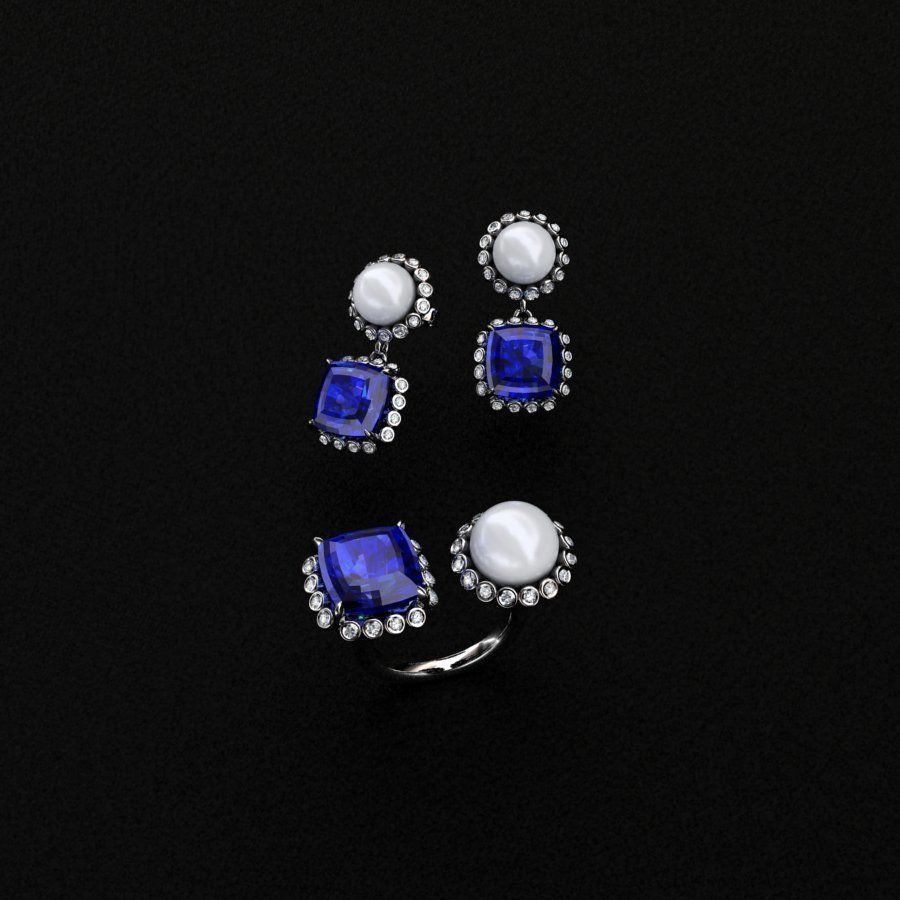 Ring and Earrings  3D print model_5