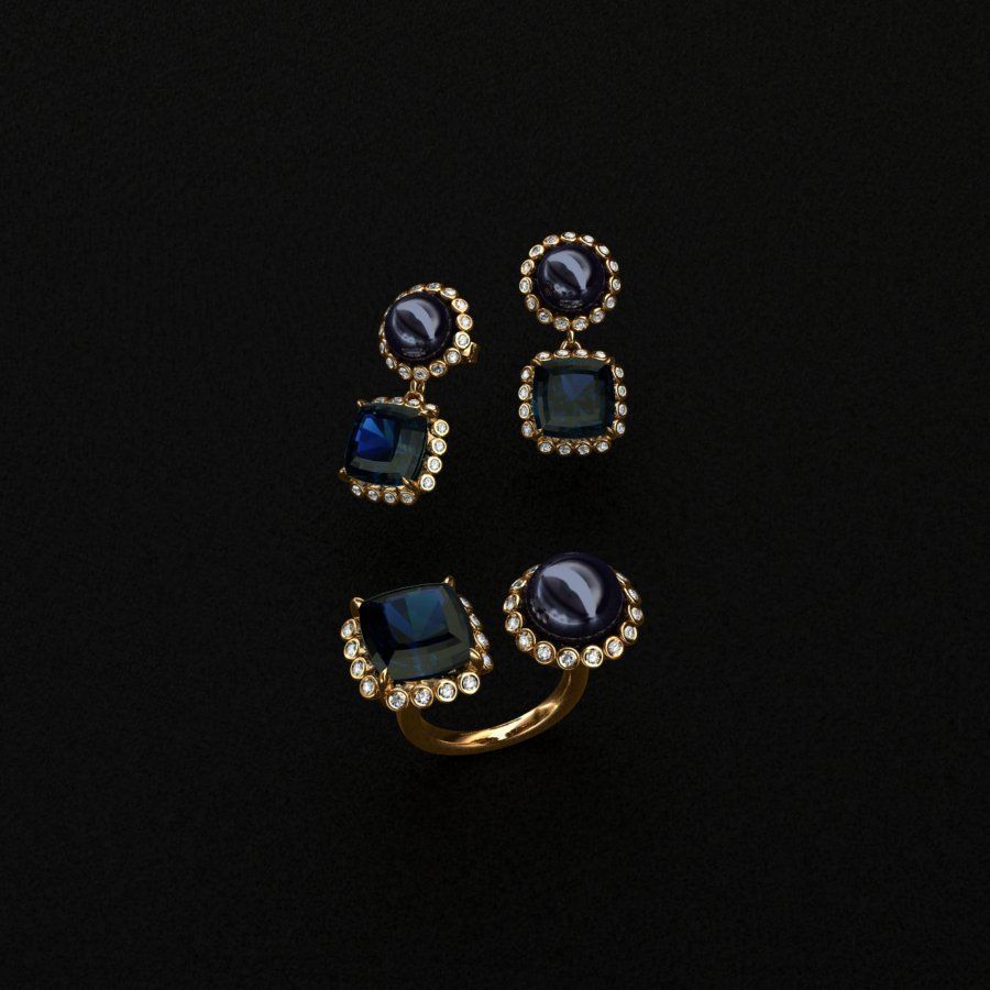 Ring and Earrings  3D print model_2