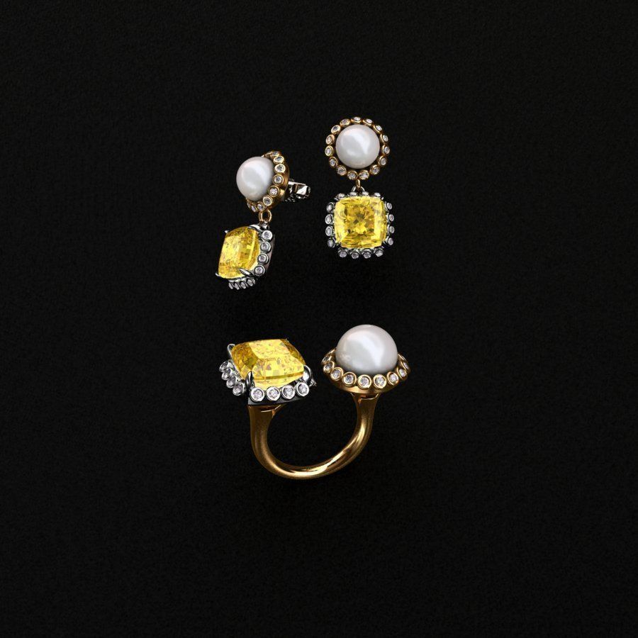 Ring and Earrings  3D print model_13