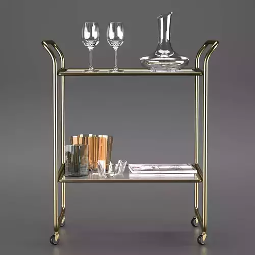 Bar Cart with Accessories 2 3D model