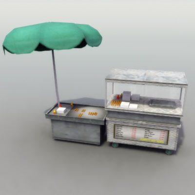 Street Hotdog Stand Low-poly 3D model_1
