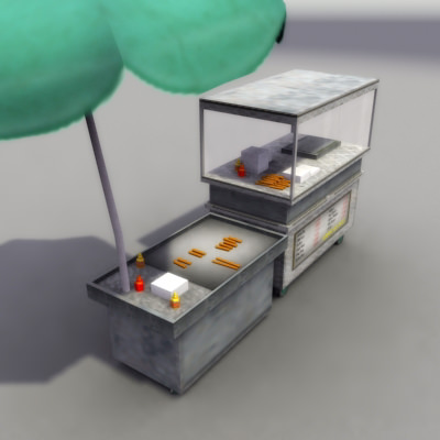 Street Hotdog Stand Low-poly 3D model_5