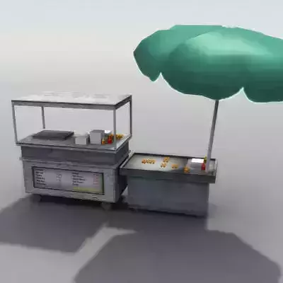 Street Hotdog Stand Low-poly 3D model