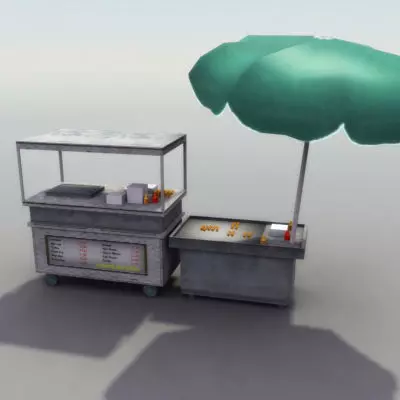 Street Hotdog Stand Low-poly 3D model_0