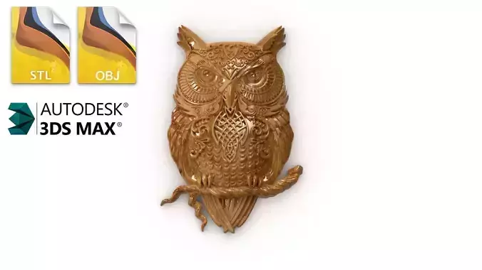Owl 3d model for cnc 3dprint
