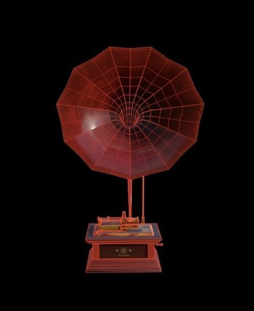 Gramophone Low-poly 3D model_1
