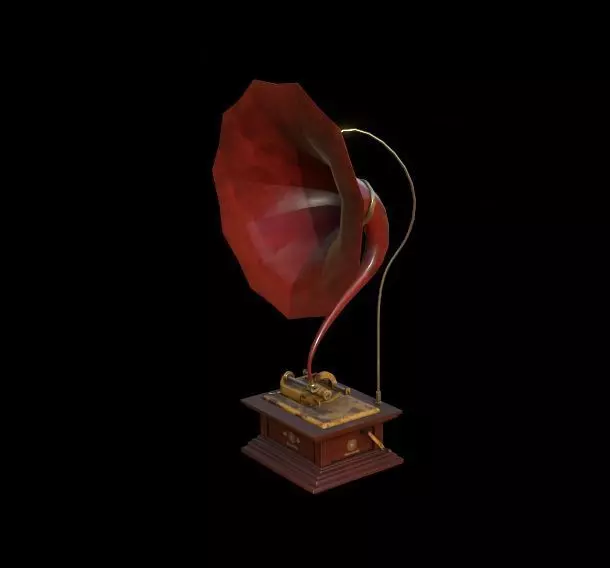 Gramophone Low-poly 3D model_0