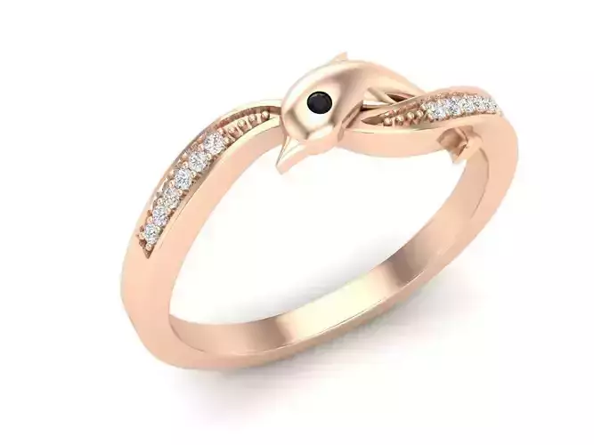 Dolphin Diamond Ring for woman 3D print model