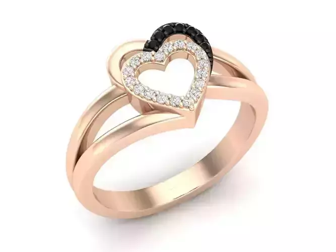 dual heart diamond jewelry ring for womens 3D print model