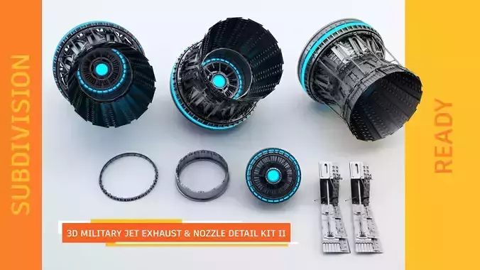 3d Military Jet Exhaust and Nozzle Detail kit II