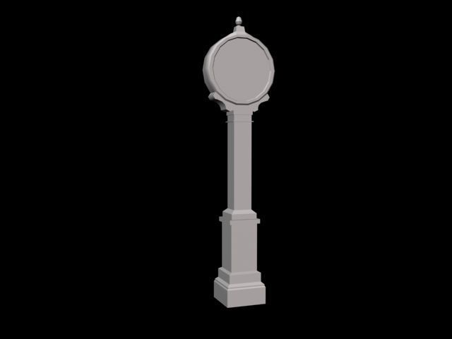 Street clock Low-poly 3D model_2