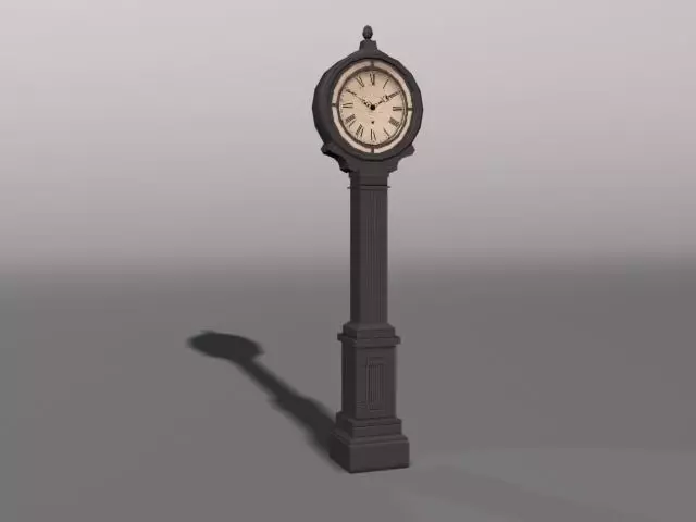 Street clock Low-poly 3D model_0