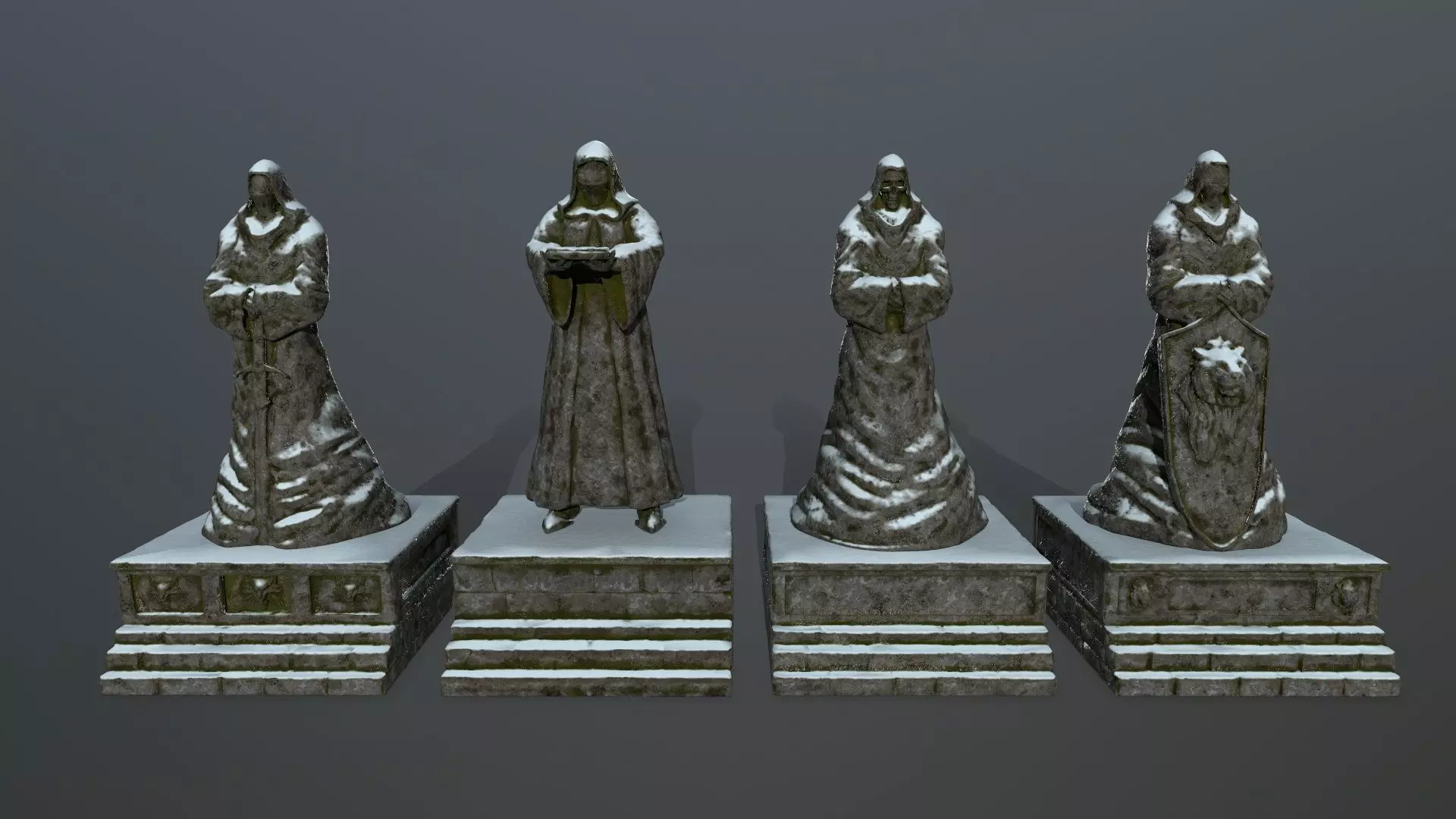 statue set of person 3D Model Collection_0