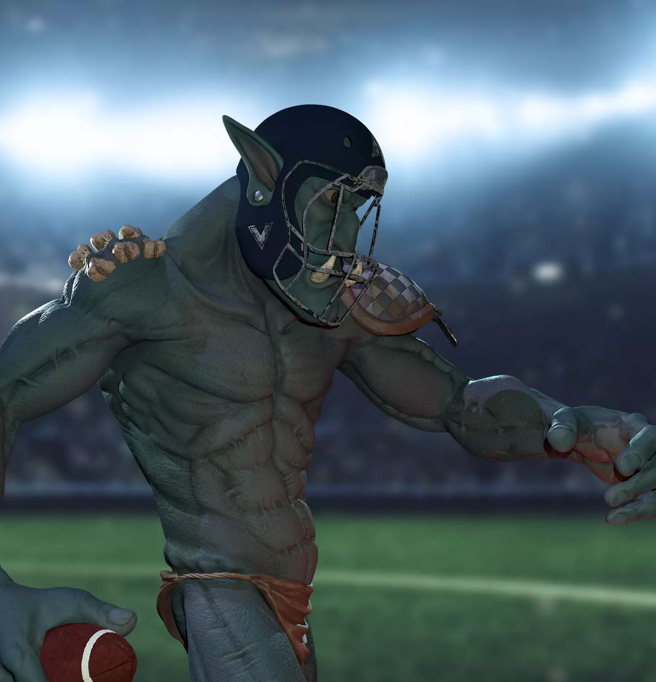 Troll Center American Football Miniature 3D print model