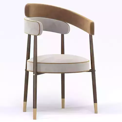 21st Century Marlene Dining Chair Cotton Velvet Walnut Wood Legs