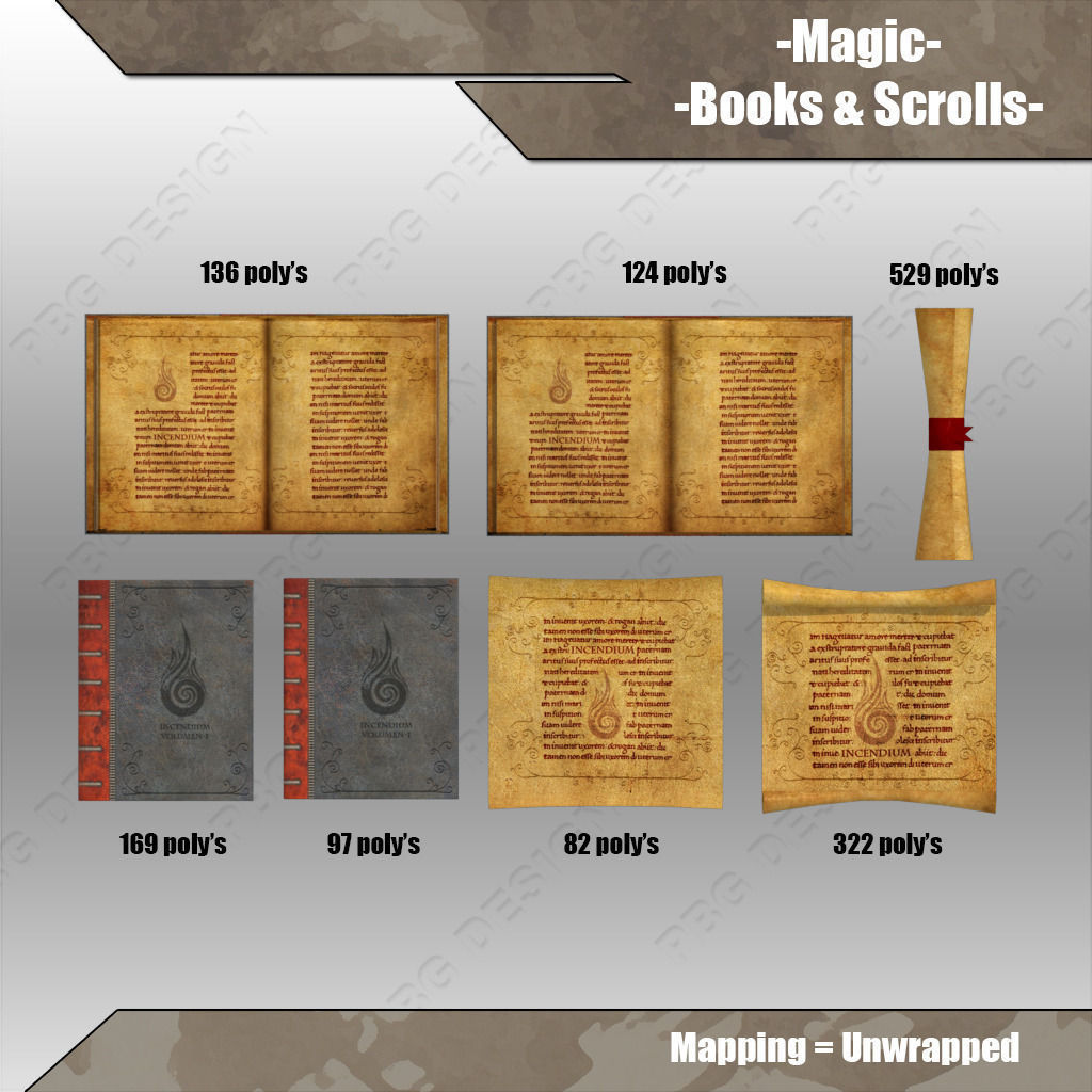 Magic Books Low-poly 3D model_5