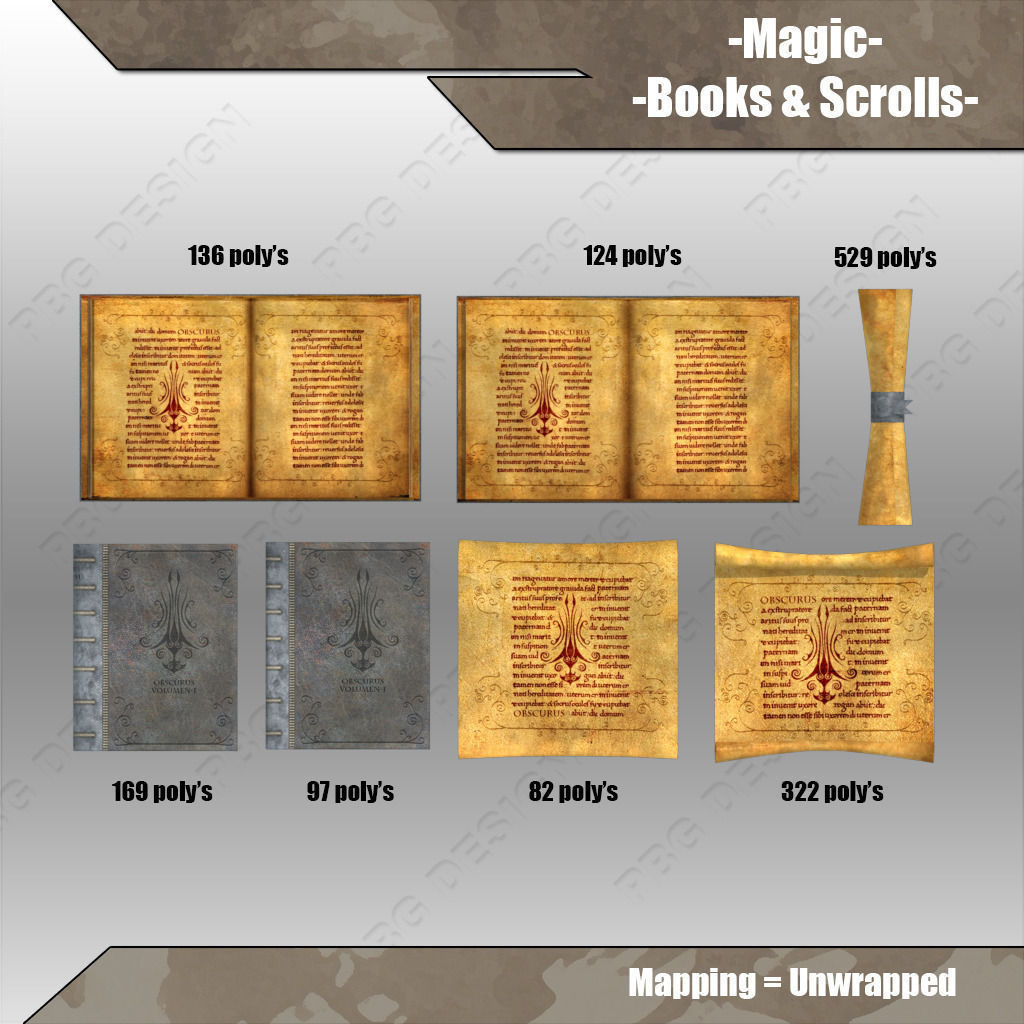 Magic Books Low-poly 3D model_4
