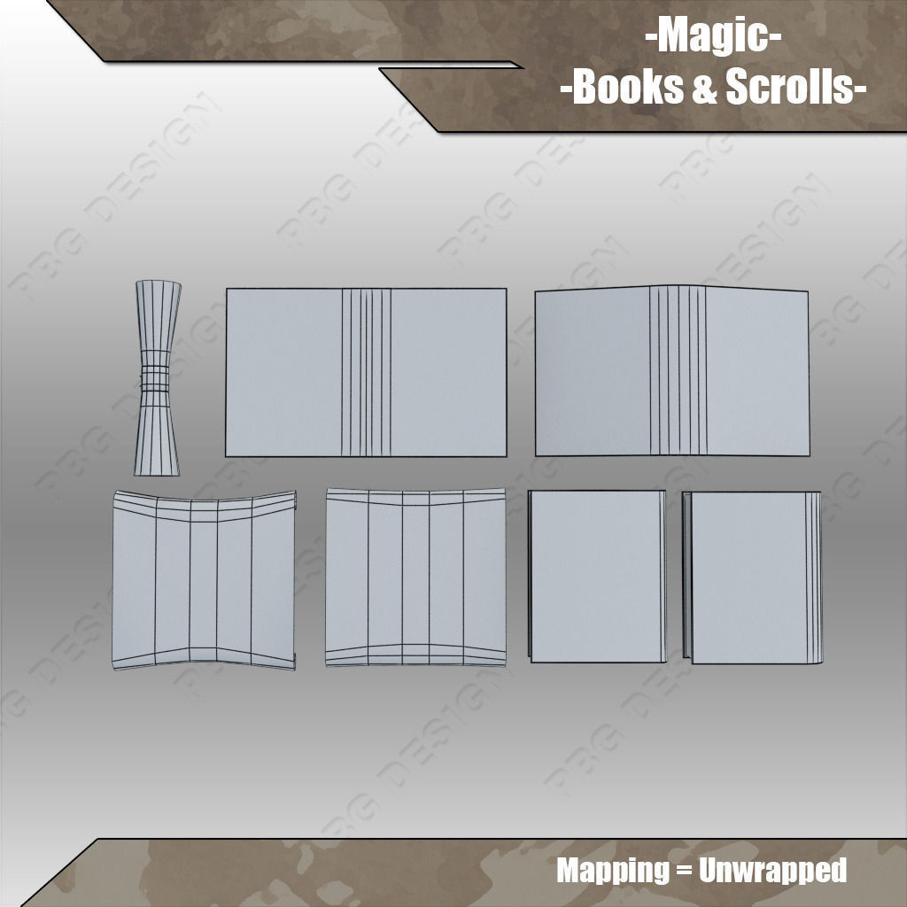 Magic Books Low-poly 3D model_14