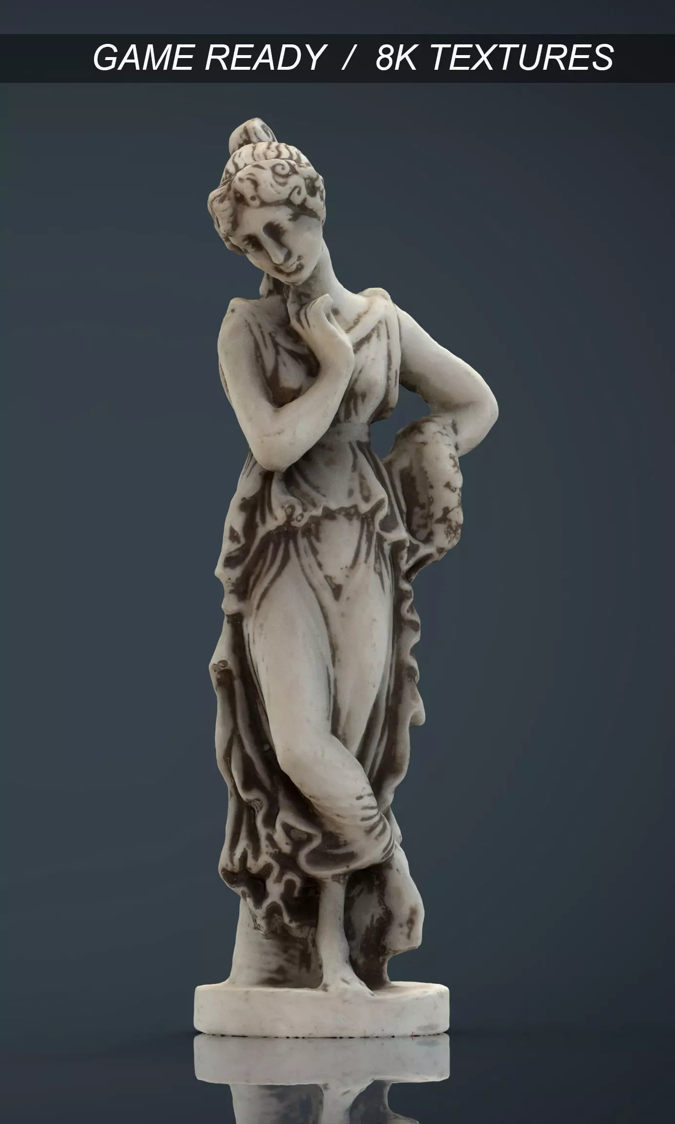 Greek Woman Statue Low-poly 3D model