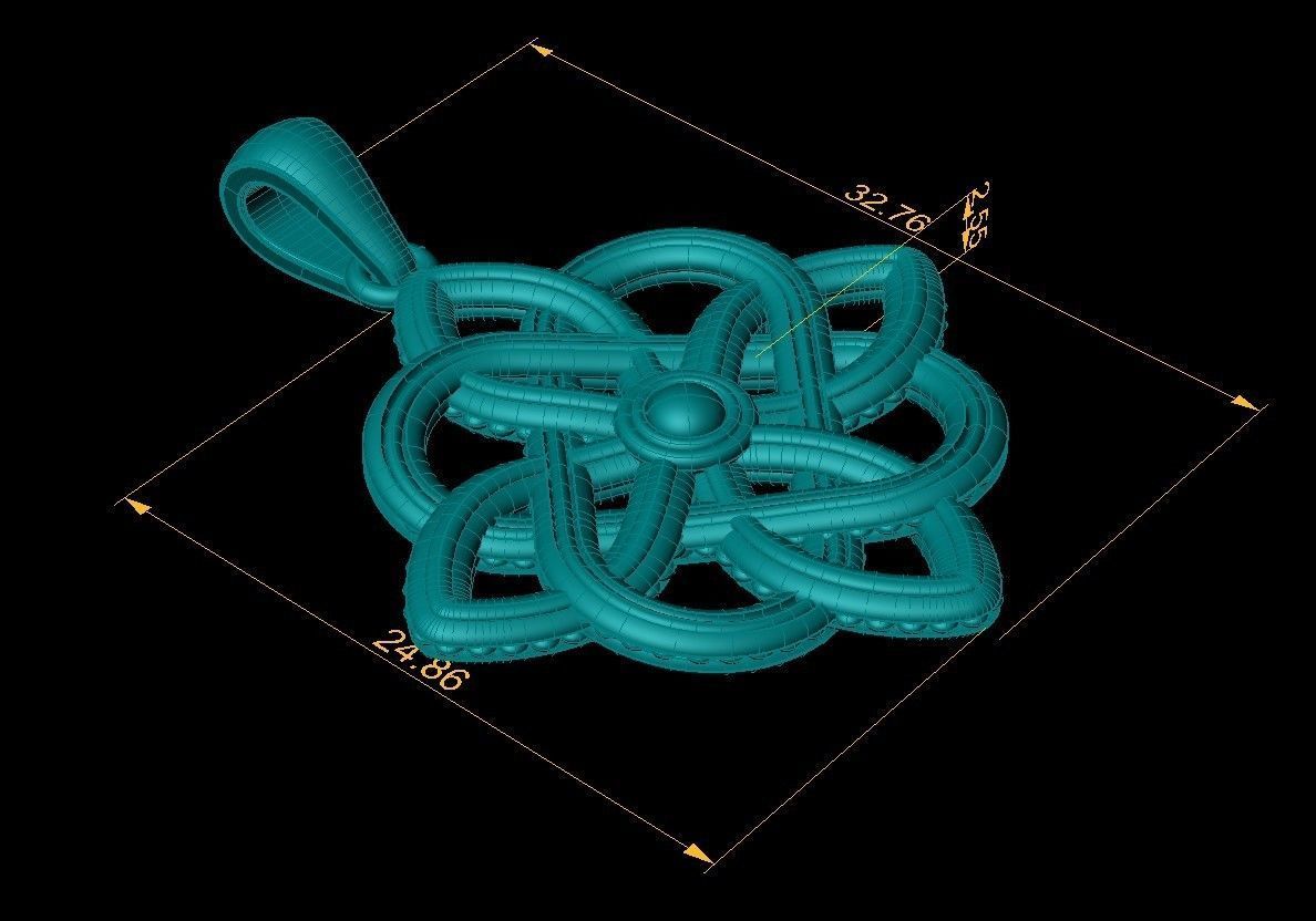 Celtic knotwork jewelry pendant Norse viking amulet 3D print model_9