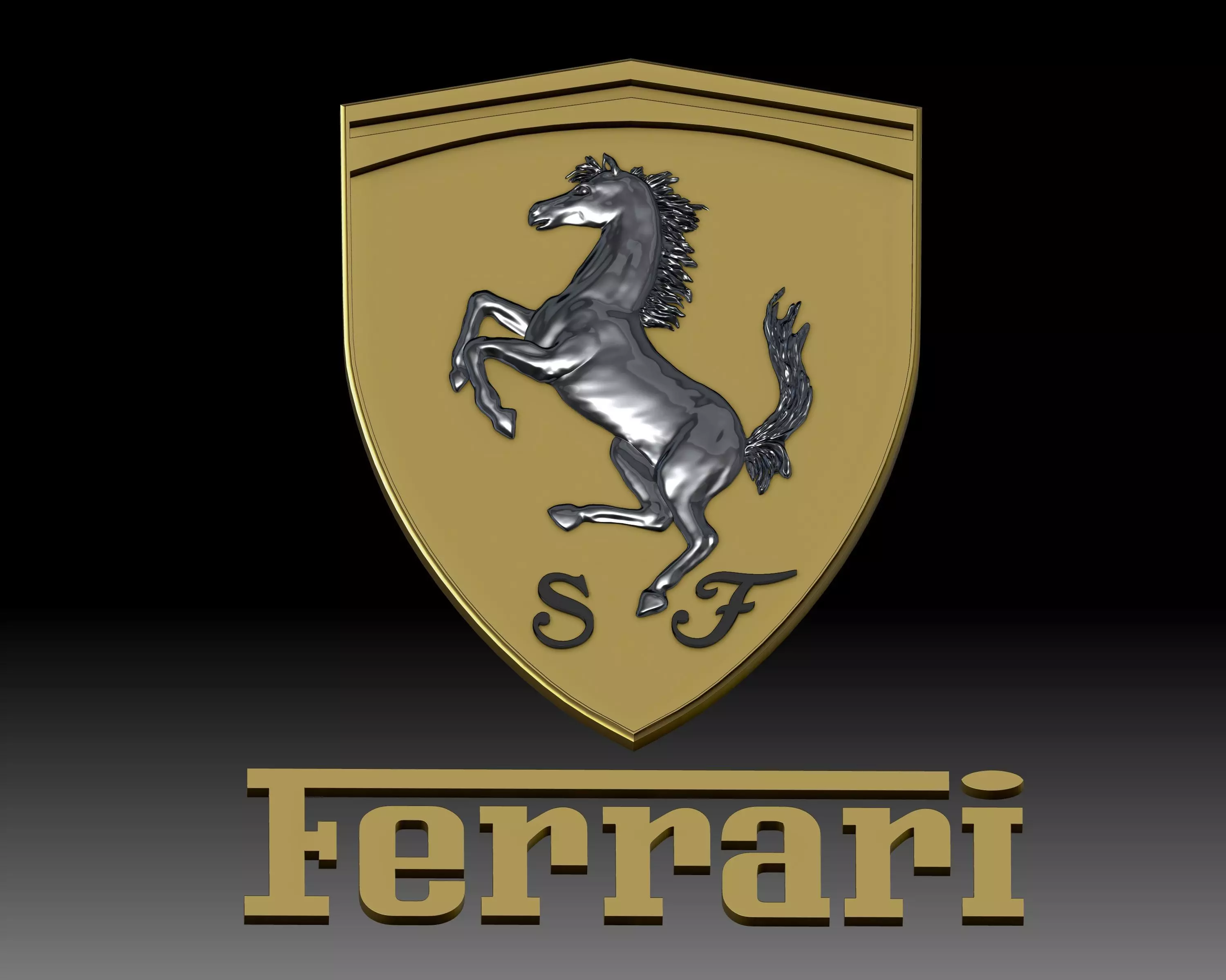 Ferrari auto car logo for 3D printer or CNC router 3D print model