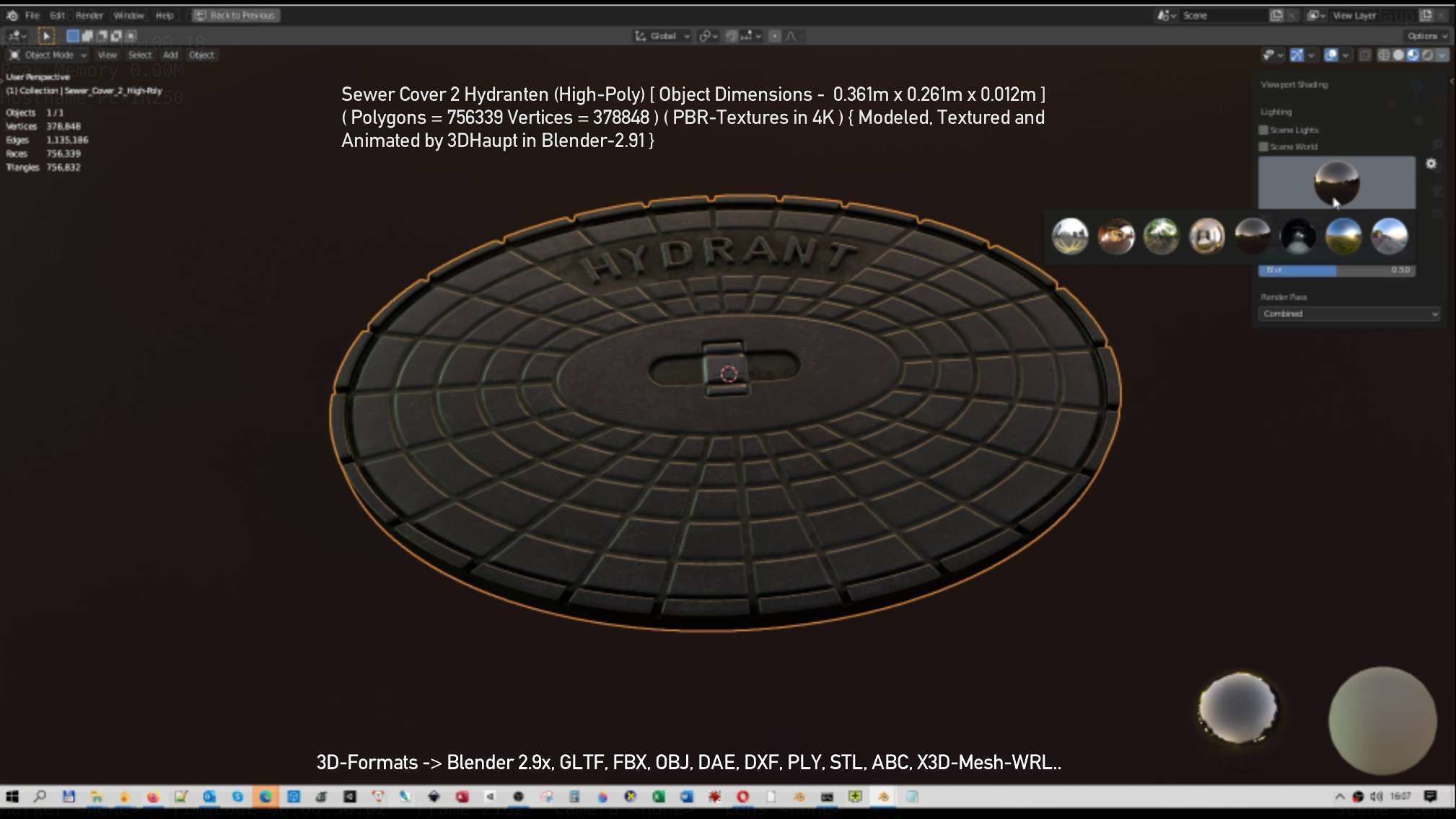 Sewer Cover 2 Hydranten High-Poly 3D model_52