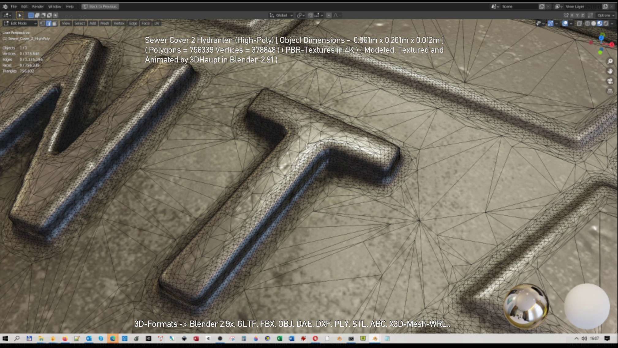 Sewer Cover 2 Hydranten High-Poly 3D model_99