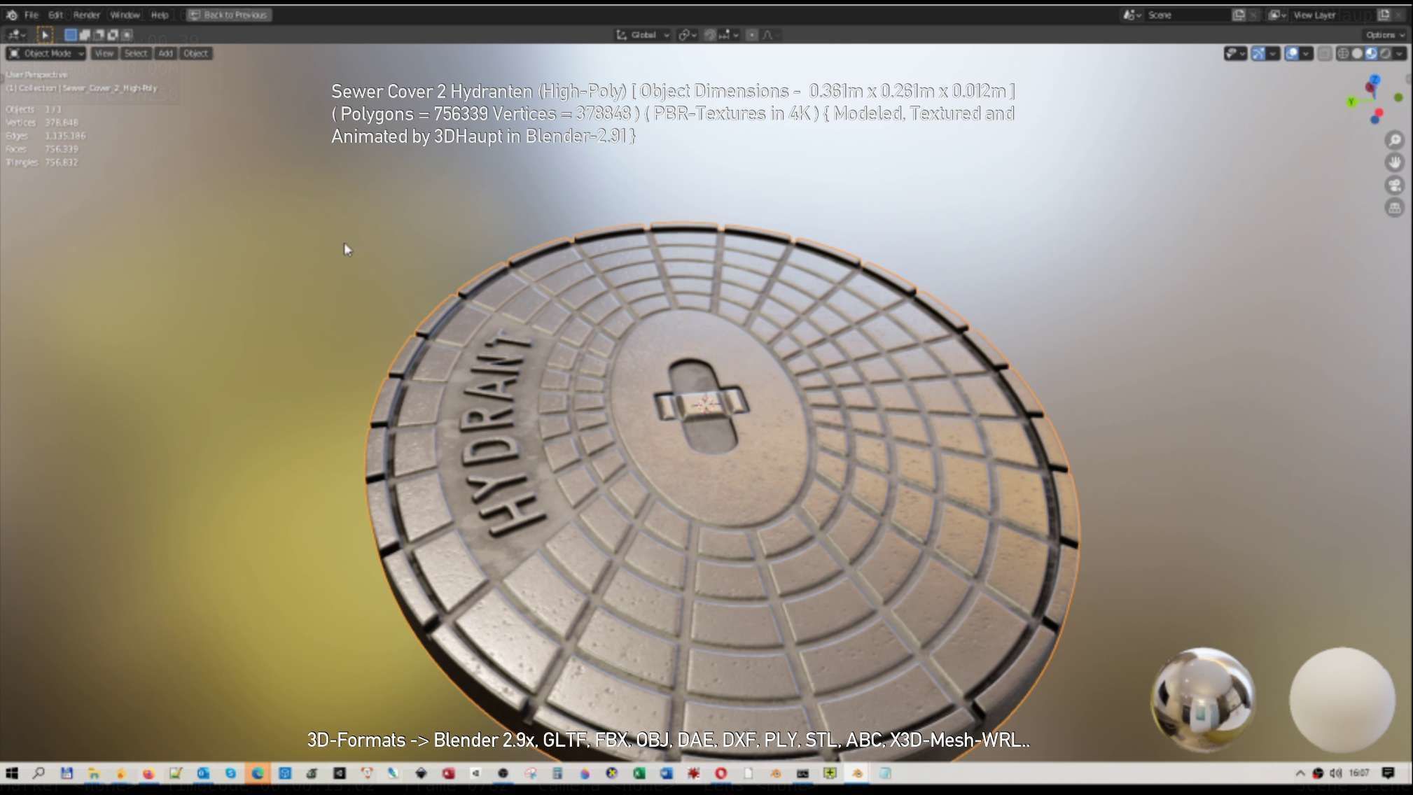 Sewer Cover 2 Hydranten High-Poly 3D model_18
