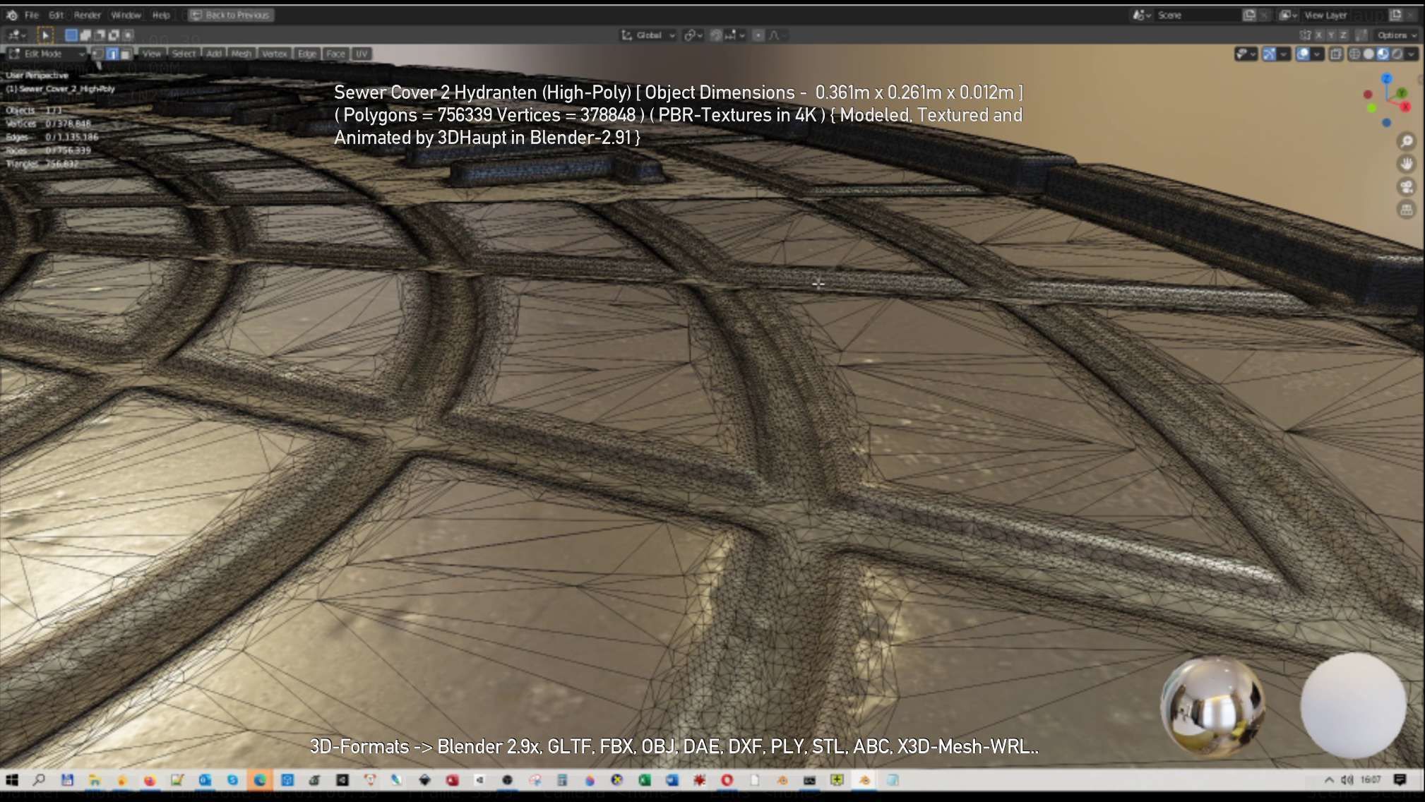 Sewer Cover 2 Hydranten High-Poly 3D model_126