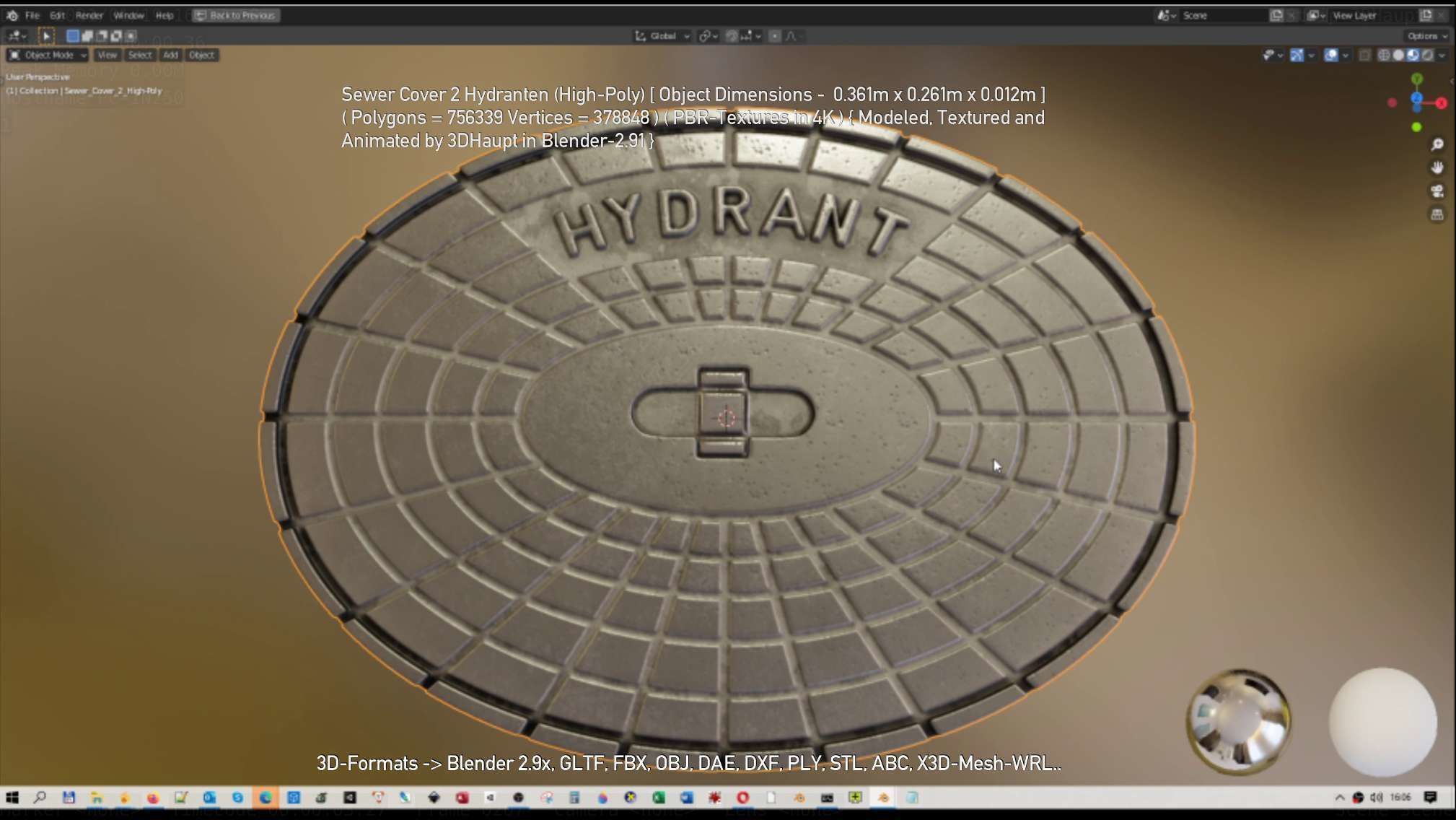 Sewer Cover 2 Hydranten High-Poly 3D model_84