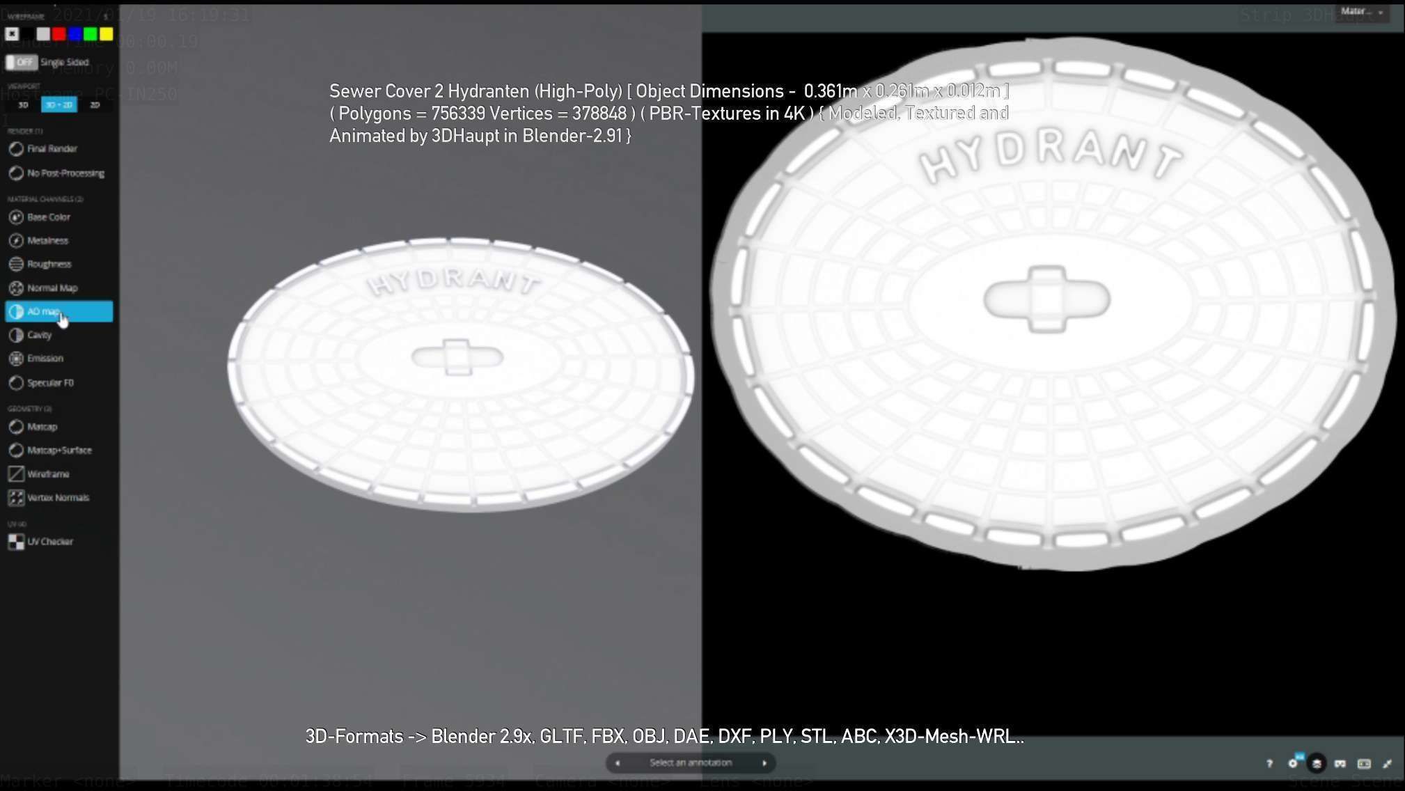 Sewer Cover 2 Hydranten High-Poly 3D model_50